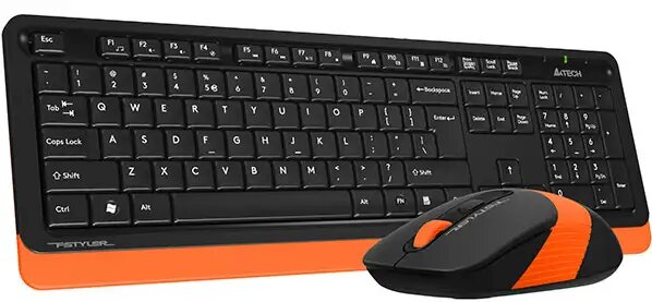 A4Tech FG1010 Ασύρματο Σετ Πληκτρολόγιο & Ποντίκι Αγγλικό US Μαύρο / Πορτοκαλί