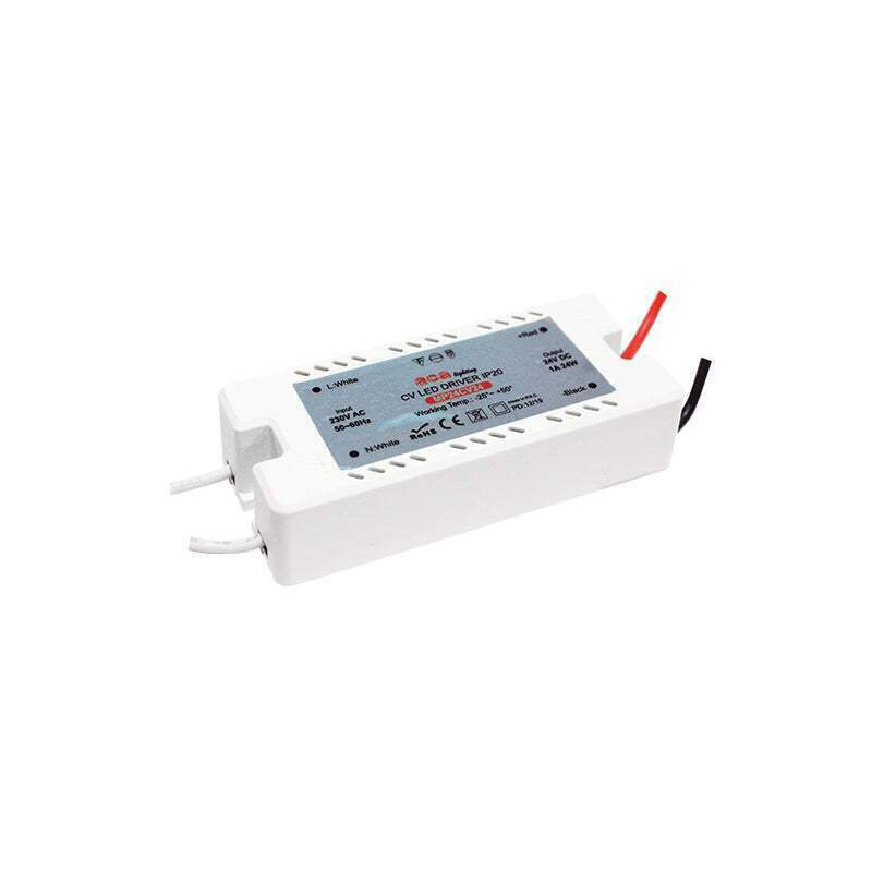 Aca Τροφοδοτικό LED IP20 Ισχύος 24W και Τάση Εξόδου 24V με Καλώδια